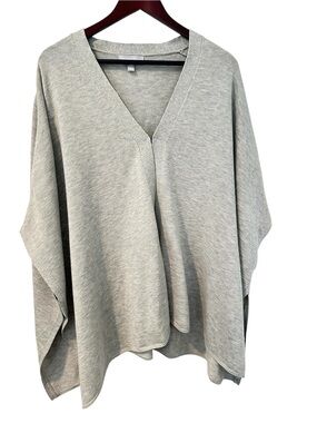Nordstrom Classic V-Neck Knit Poncho Sweater - Light Gray